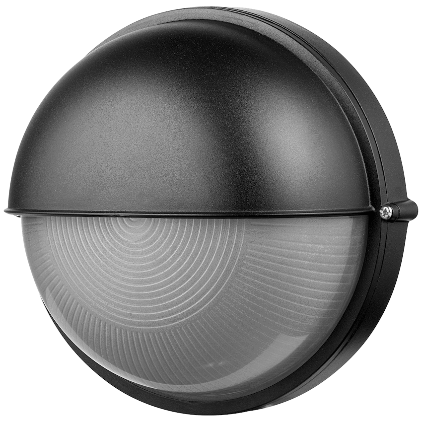 Ellies Arc Series - AC Round Bulkhead - Aluminium + Glass - E27 Base -BK - Image 2