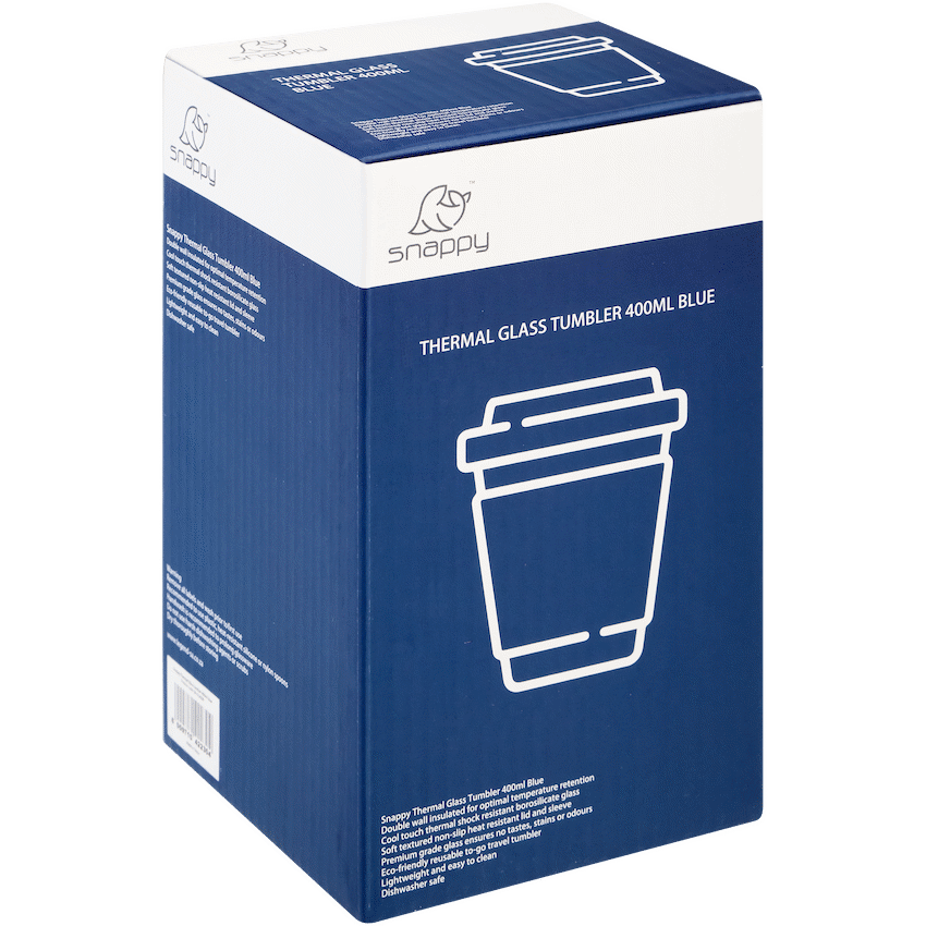 Snappy Thermal Glass Tumbler 400ml Blue ( Order in Qty of 6) - Image 3