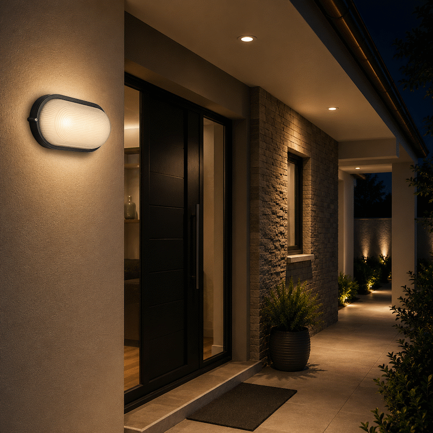 Ellies Illume Series - AC Oval Bulkhead - Aluminium + Glass - E27 Base - BK - Image 7