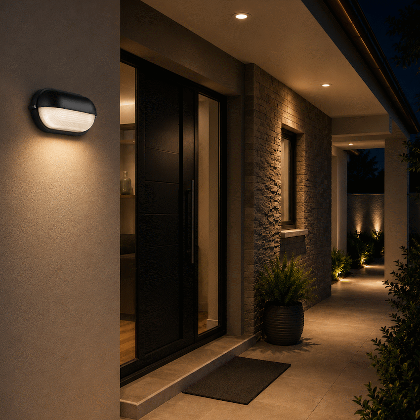 Ellies Arc Series - AC Oval LED Bulkhead - Aluminium + Glass - E27 Base -BK - Image 5