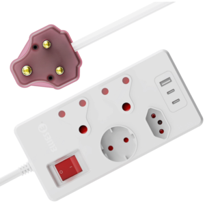 Ellies High Surge 4 Way Multi-plug PD20W Dual USB-C + USB - 0.5M - WT