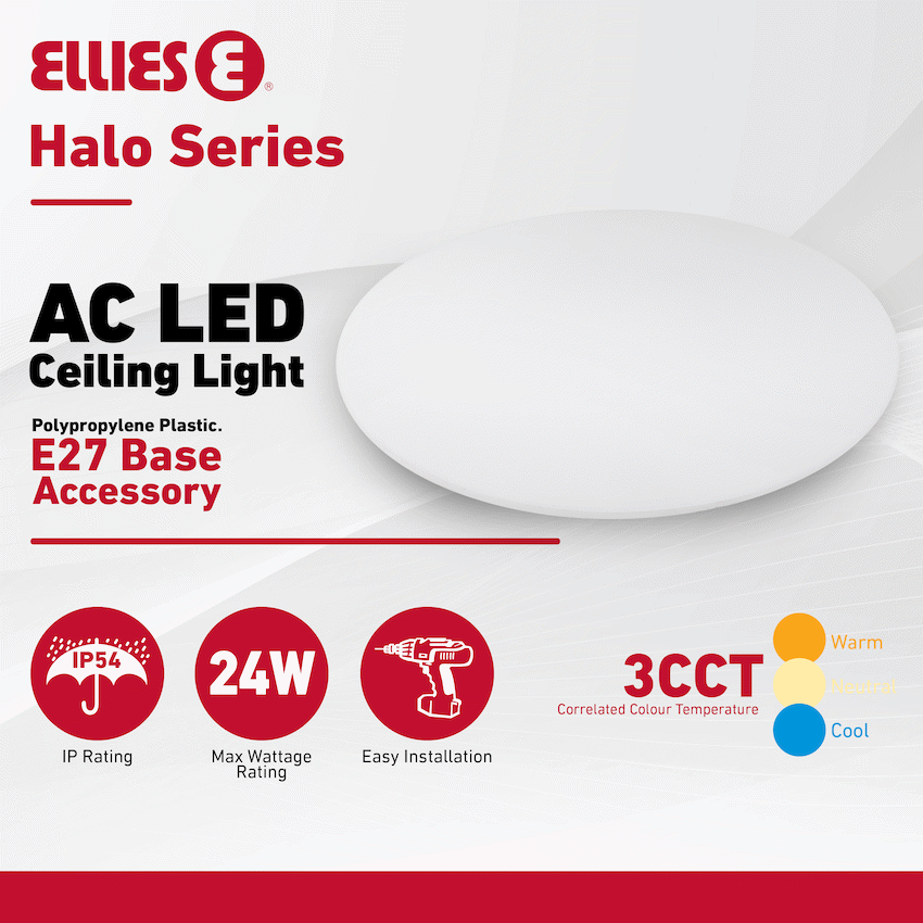 Ellies Halo Series - AC LED ceiling Light 24W - E27 Base Accessory -WT - Image 10