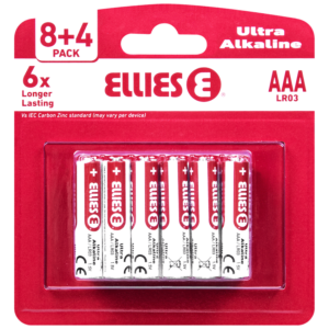Ellies Ultra Series - Alkaline Batteries AAA 8+4 Value Pack - WT