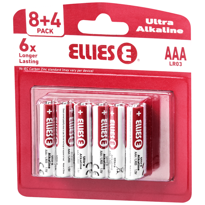 Ellies Ultra Series - Alkaline Batteries AAA 8+4 Value Pack - WT - Image 2